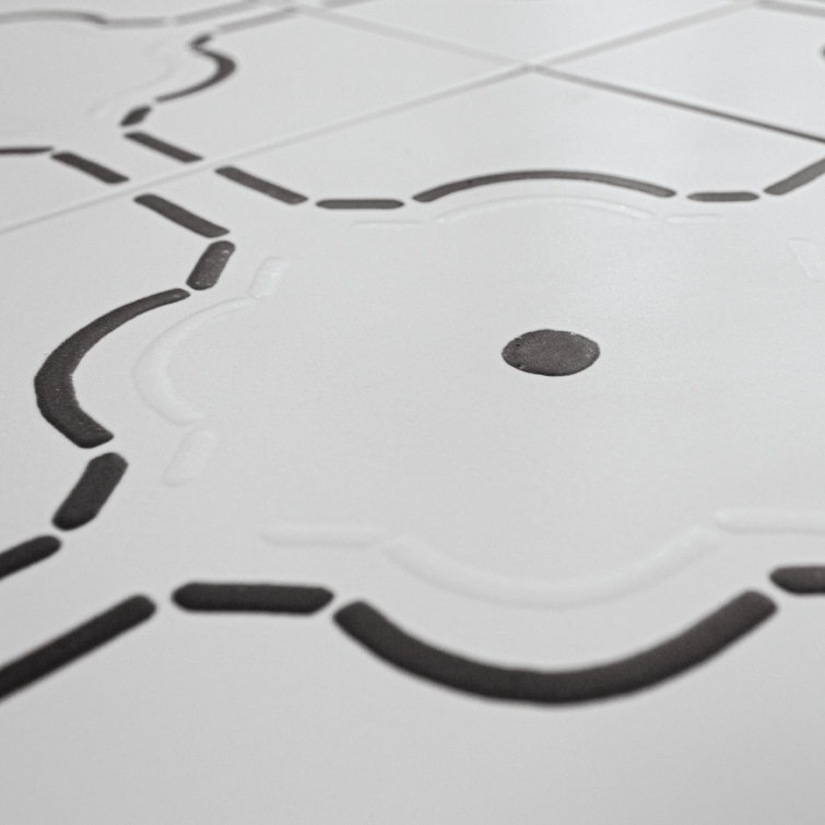 Kenzo 8" x 8" White and Black Porcelain Patterned Tile