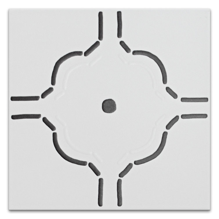 Kenzo 8" x 8" White and Black Porcelain Patterned Tile
