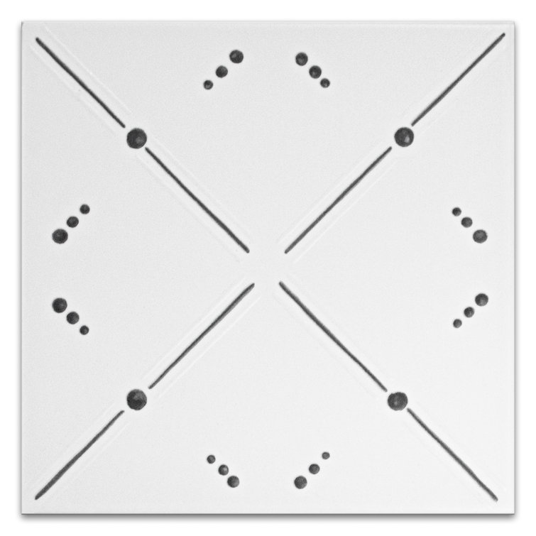 Kenzo 8" x 8" White and Black Porcelain Patterned Tile