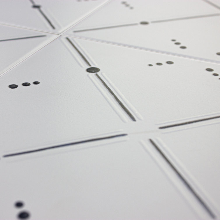 Kenzo 8" x 8" White and Black Porcelain Patterned Tile