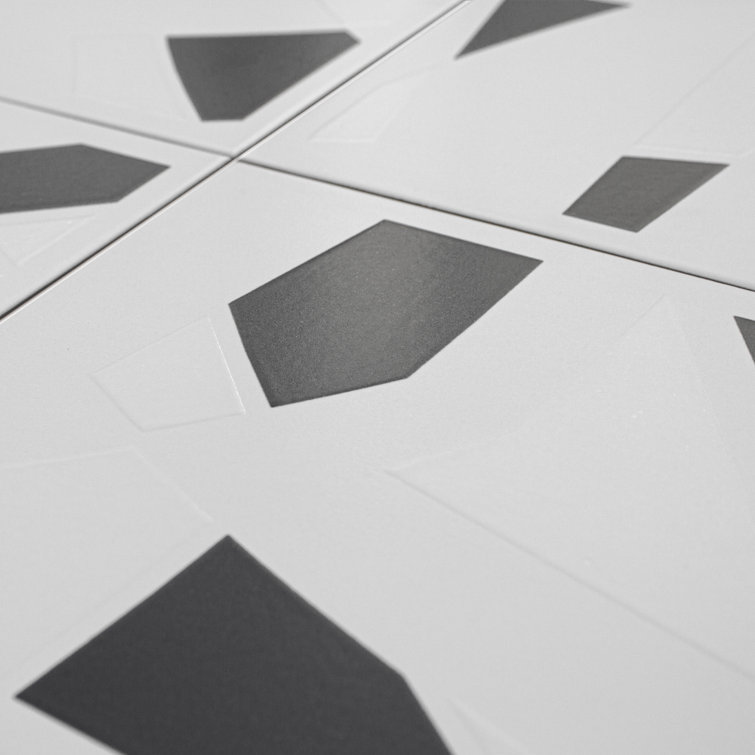 Kenzo 8" x 8" Black and White Porcelain Tile