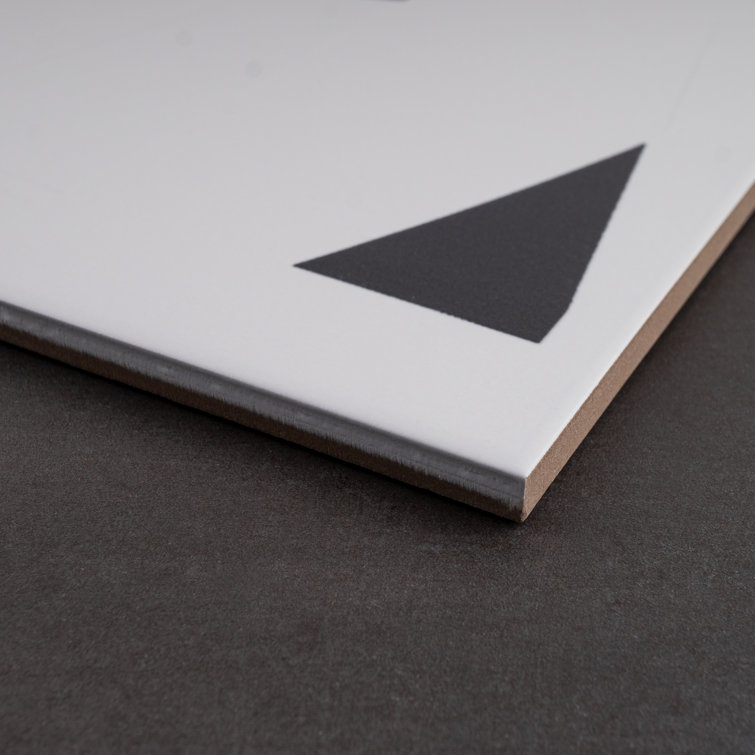 Kenzo 8" x 8" Black and White Porcelain Tile