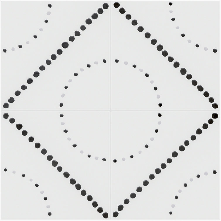Kenzo 8" x 8" Black and White Porcelain Patterned Tile