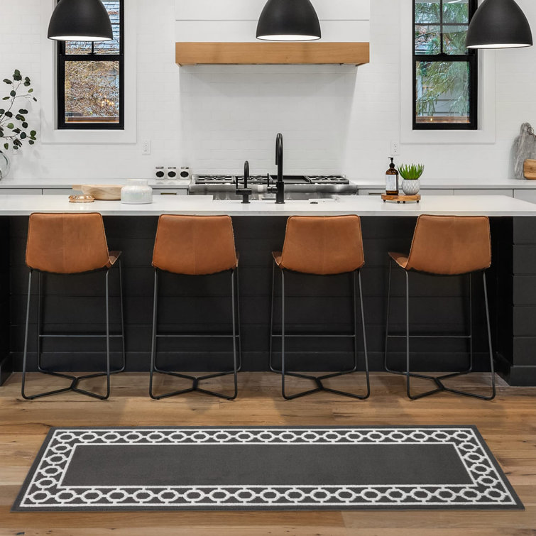 Dark Grey and White Tufted Trellis Runner Rug, 26" x 72"