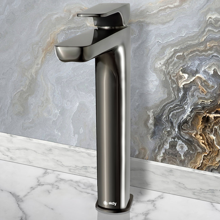 Brushed Gun Black High-Arc Single Handle Bathroom Faucet