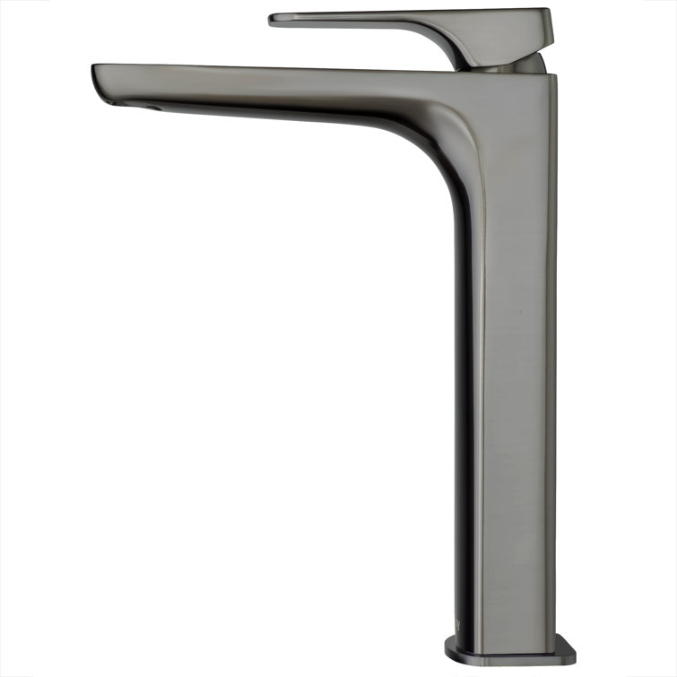 Brushed Gun Black High-Arc Single Handle Bathroom Faucet