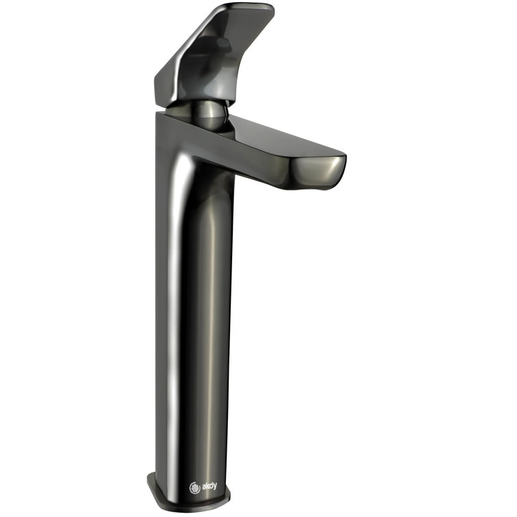 Brushed Gun Black High-Arc Single Handle Bathroom Faucet