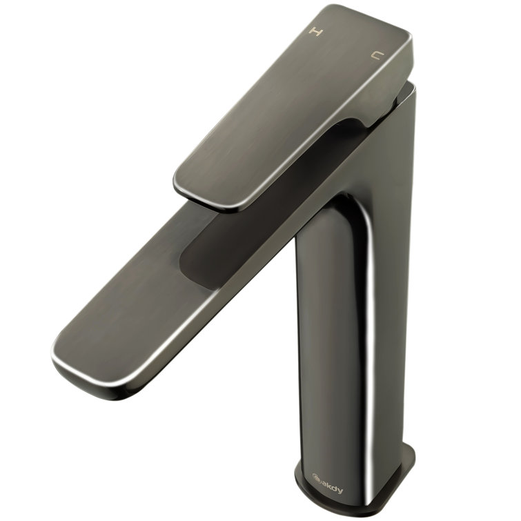 Brushed Gun Black High-Arc Single Handle Bathroom Faucet