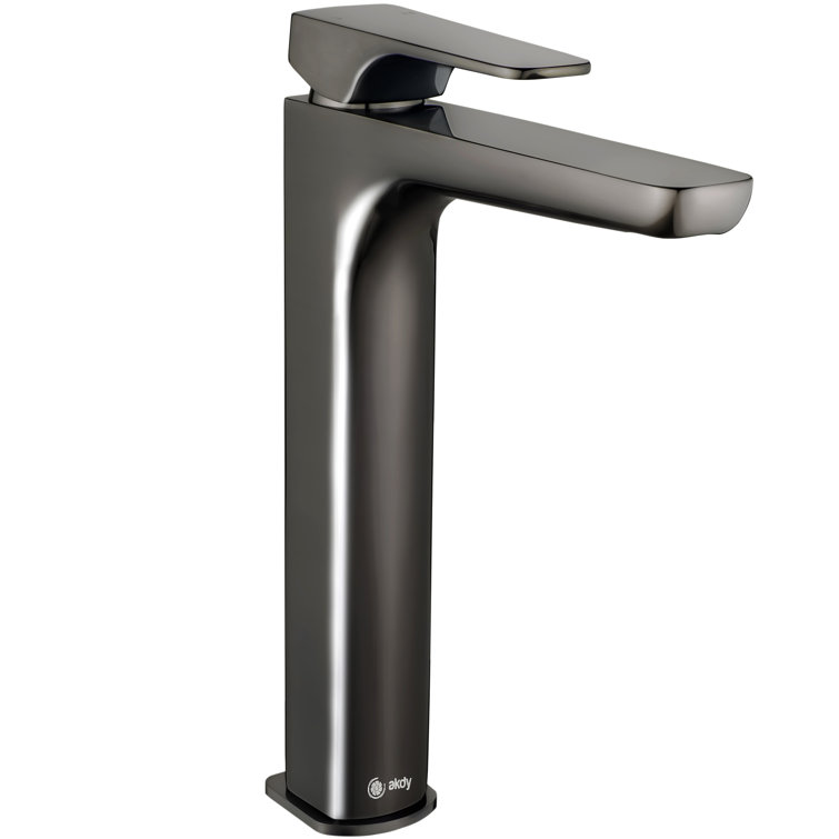 Brushed Gun Black High-Arc Single Handle Bathroom Faucet