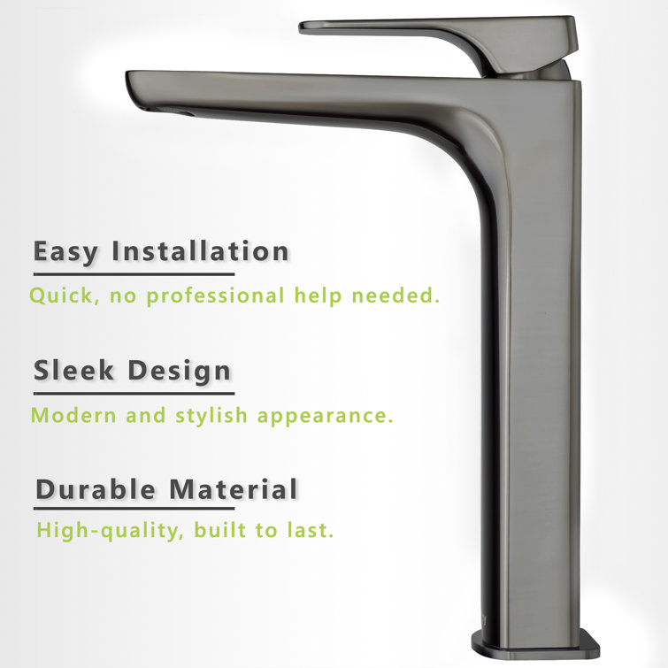 Brushed Gun Black High-Arc Single Handle Bathroom Faucet