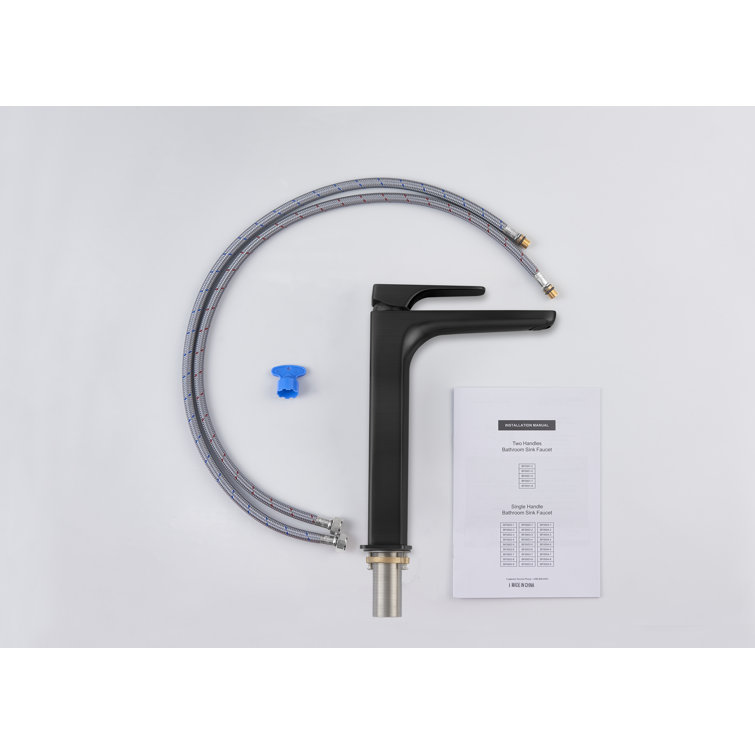 Brushed Gun Black High-Arc Single Handle Bathroom Faucet