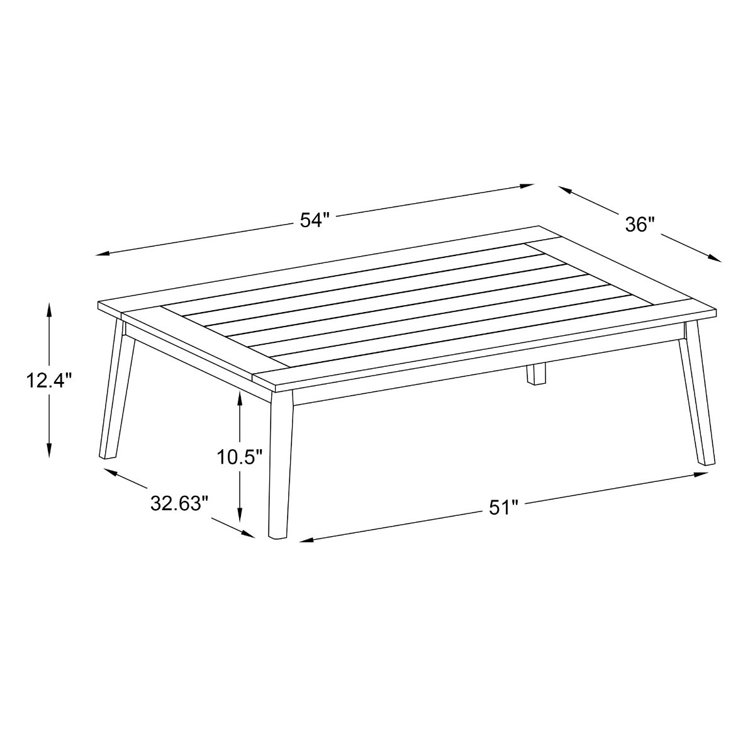 Sibyl Outdoor Rectangular Teak Wood Coffee Table