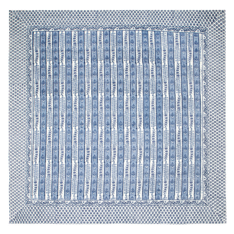 Blue Marine Floral Rectangular Fabric Tablecloth 71x128