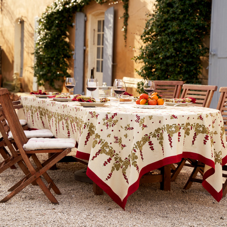 Handcrafted Cotton Red and Green Rectangular Tablecloth