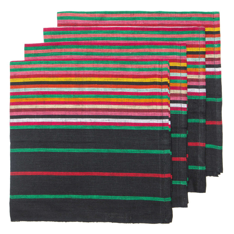 Handwoven Multicolor Striped Linen Napkins Set of 4