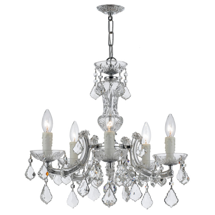 Polished Chrome Mini Crystal 5-Light Chandelier