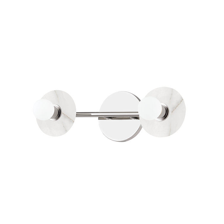 Polished Nickel 2-Light Dimmable Vanity Light with Alabaster Shade