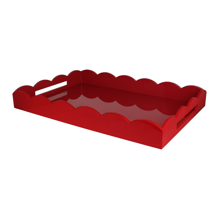 Orange High Gloss Lacquer Scalloped Decorative Tray