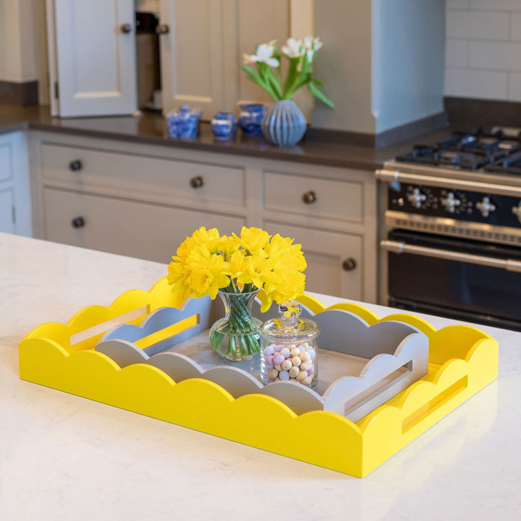 Orange High Gloss Lacquer Scalloped Decorative Tray