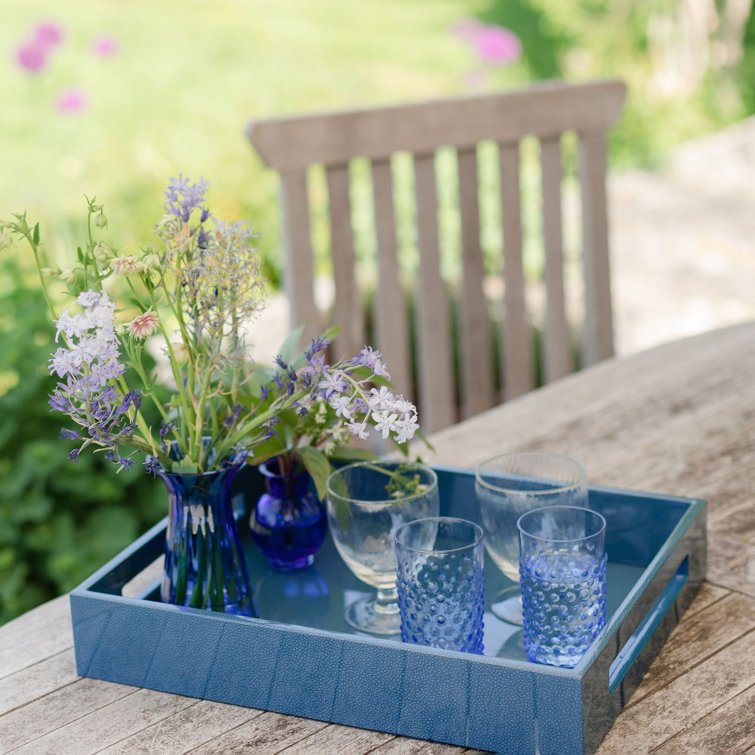 Blue Lacquered Shagreen Rectangular Decorative Tray