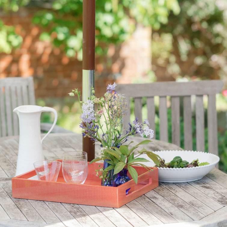 Orange Lacquered Faux Croc Rectangular Serving Tray