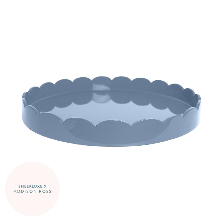 Eau De Nil Round Scalloped Lacquered Tray