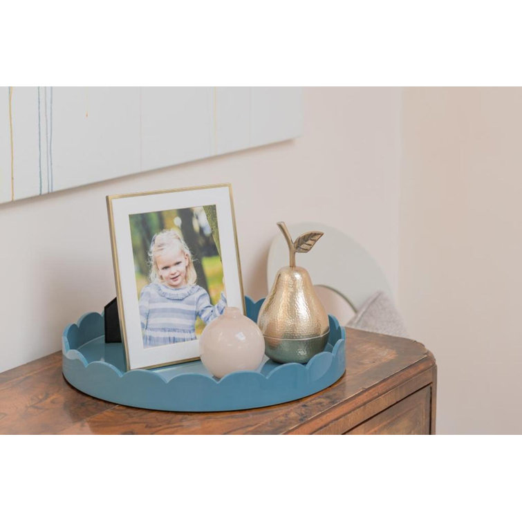 Eau De Nil Round Scalloped Lacquered Tray