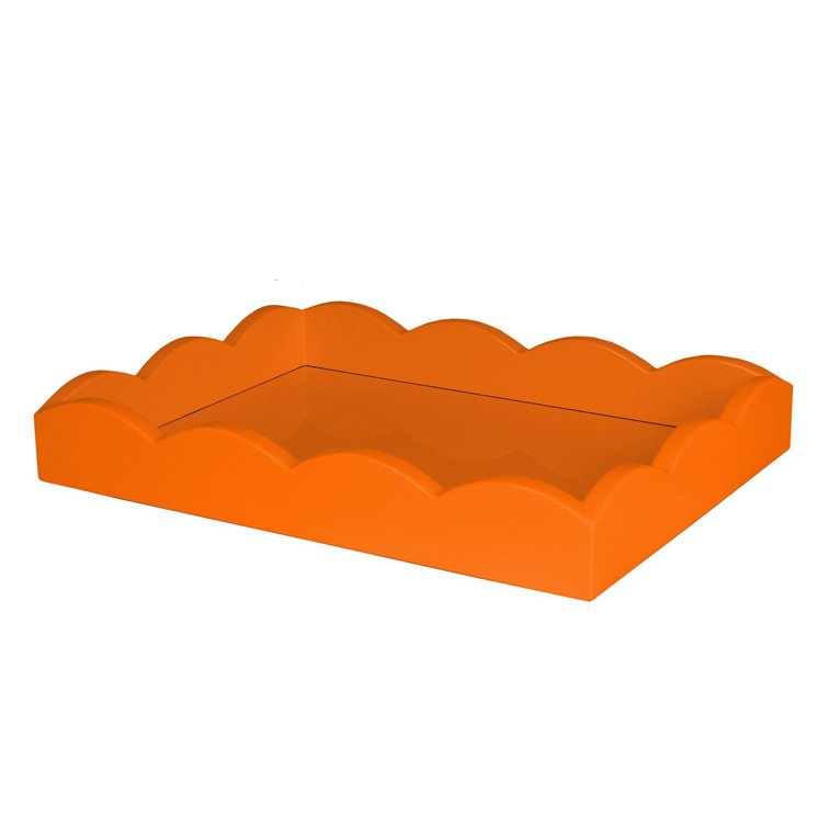 Small Orange Scalloped Lacquer Vanity Tray