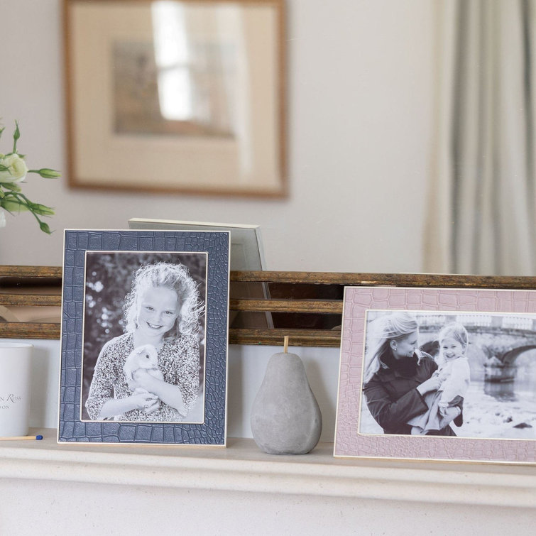 Mocha Faux Croc 4x6 Silver Picture Frame