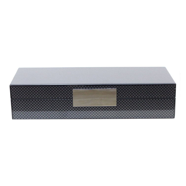 Blue Lacquered Rectangular Decorative Box with Faux Leather Interior