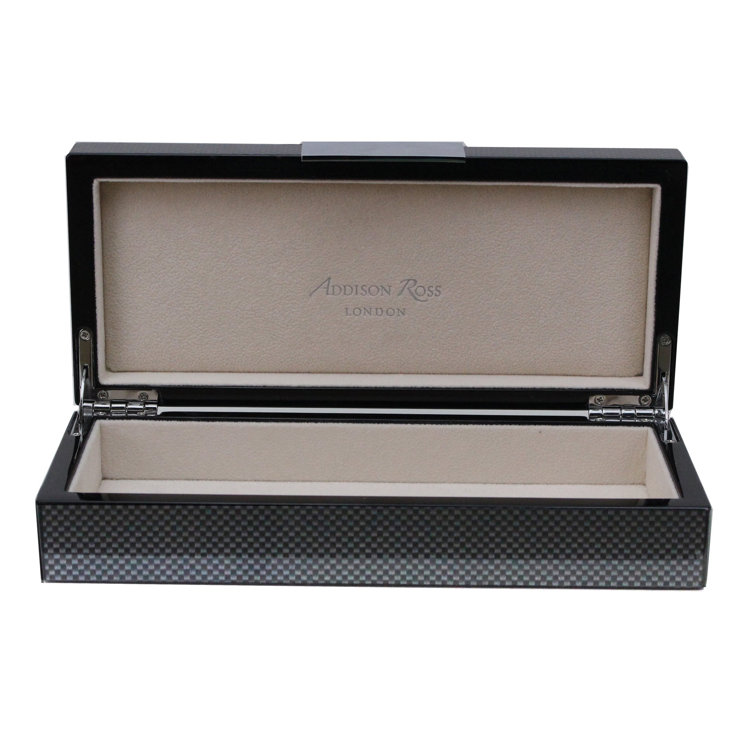 Blue Lacquered Rectangular Decorative Box with Faux Leather Interior