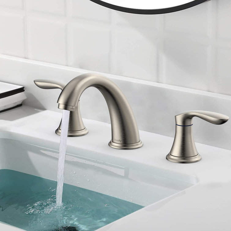 Brushed Nickel 2-Piece Stainless Steel Widespread Bathroom Faucet Set