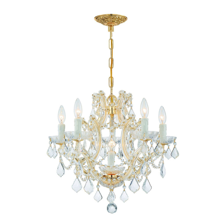 Gold Mini Crystal Candle Chandelier with Clear Italian Crystals