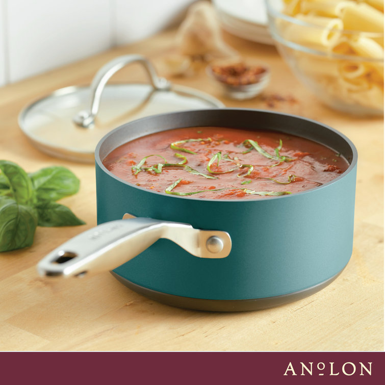 Teal Aluminum Nonstick 2-Quart Saucier with Glass Lid