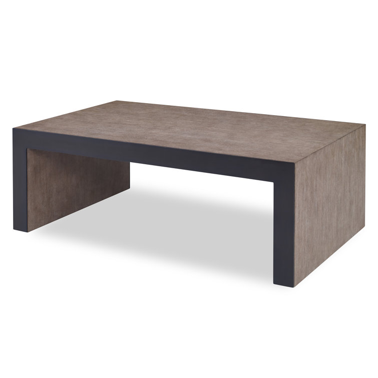 Rectangular Mahogany and Oak Coffee Table with Bronze Accents