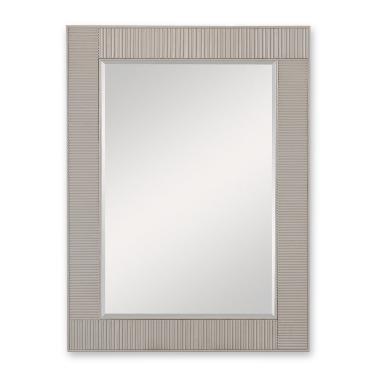 Linen Finish Reeded Wood Contemporary Wall Mirror