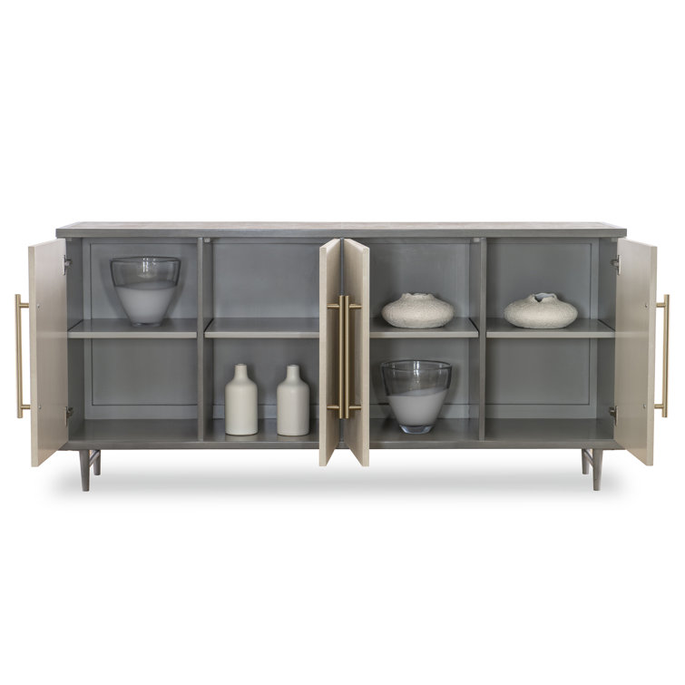 Ash Gray Faux Shagreen 72'' Wood Sideboard with Storage
