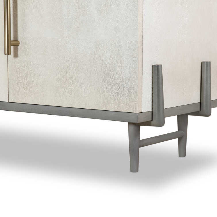 Ash Gray Faux Shagreen 72'' Wood Sideboard with Storage