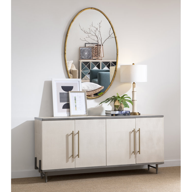 Ash Gray Faux Shagreen 72'' Wood Sideboard with Storage