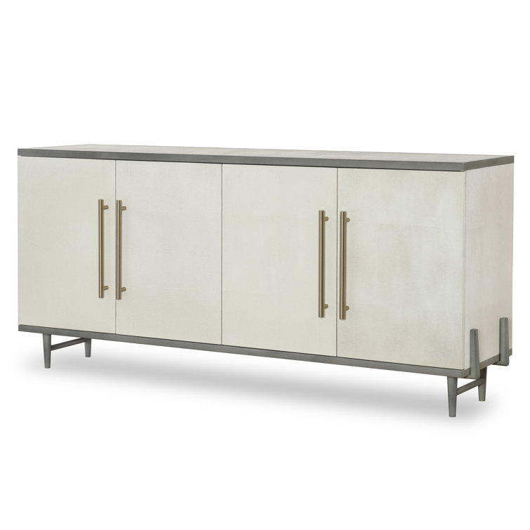Ash Gray Faux Shagreen 72'' Wood Sideboard with Storage