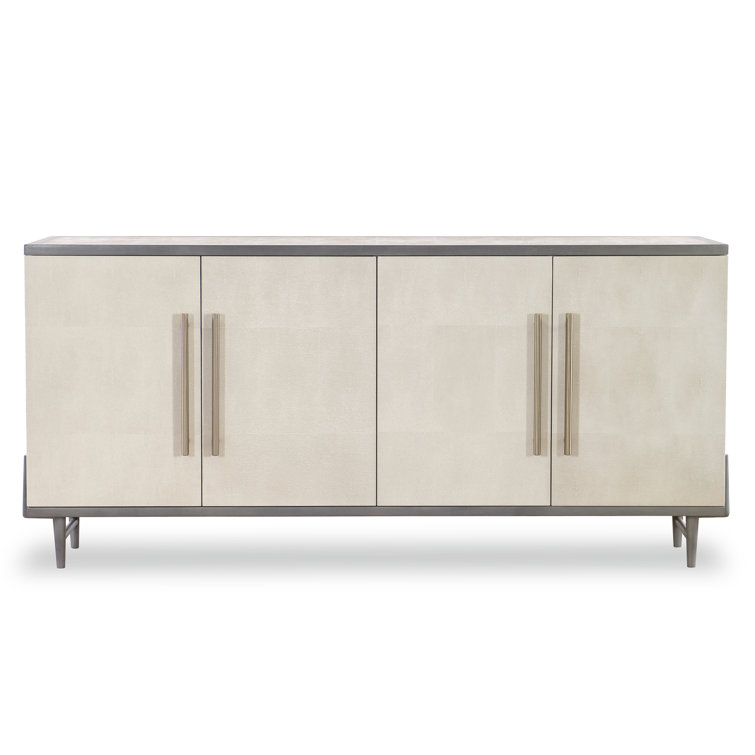 Ash Gray Faux Shagreen 72'' Wood Sideboard with Storage
