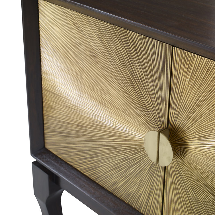 Avondale Mahogany and Brass Sunburst Accent Cabinet