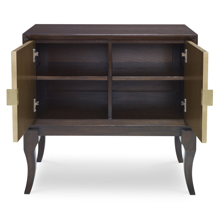 Avondale Mahogany and Brass Sunburst Accent Cabinet