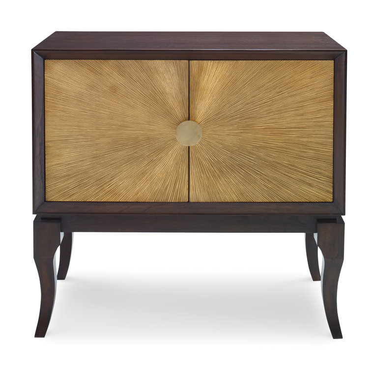 Avondale Mahogany and Brass Sunburst Accent Cabinet