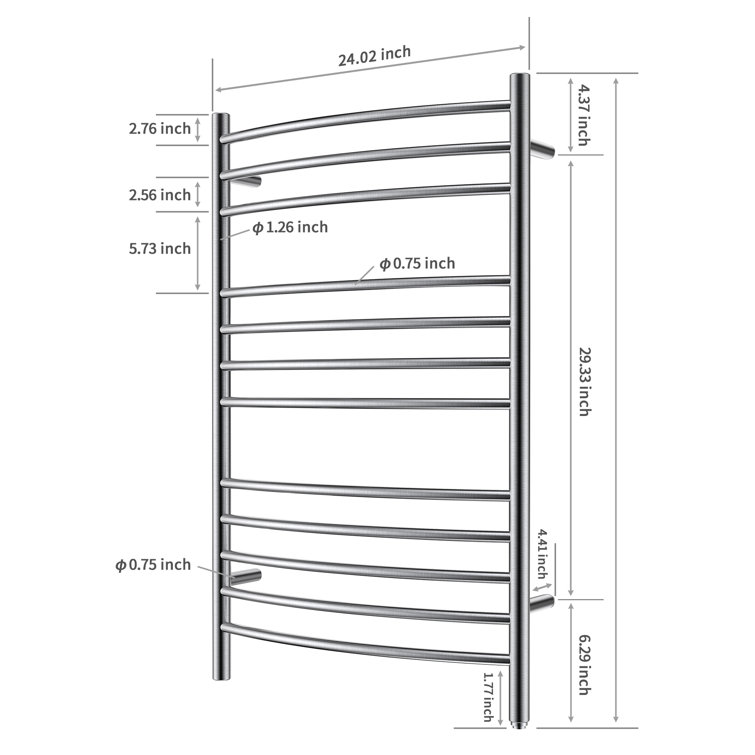 Brushed Stainless Steel Wall Mounted Towel Warmer