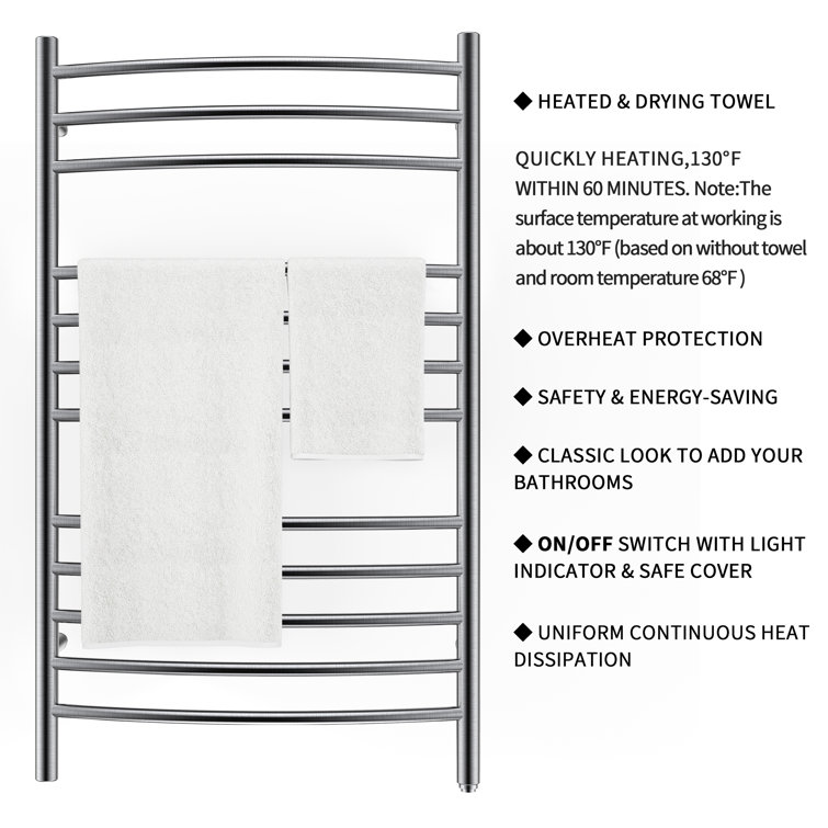 Brushed Stainless Steel Wall Mounted Towel Warmer