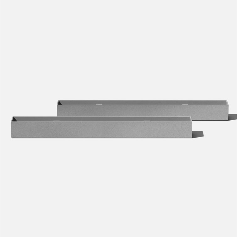 Gray Long Plastic-Stone Composite Indoor/Outdoor Planter Box Set