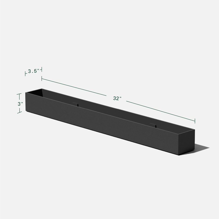 Geo Black Plastic-Stone Composite Trough Planter, 32''