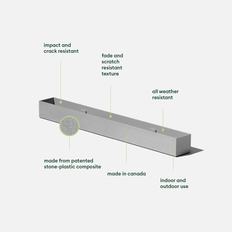 Gray Long Plastic-Stone Composite Indoor/Outdoor Planter Box Set
