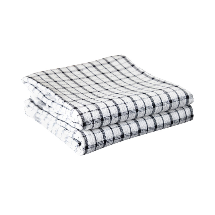 Black and White Checkered Cotton Kitchen Towel Set